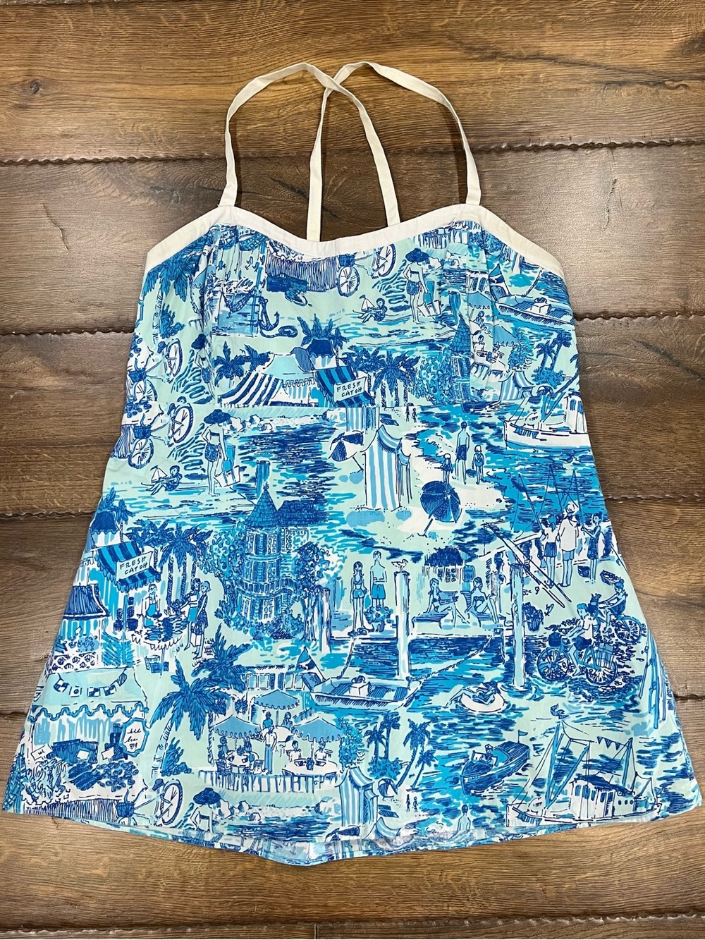 Lilly Pulitzer Merianne Toile Top in "Fresh Catch" print halter size 10